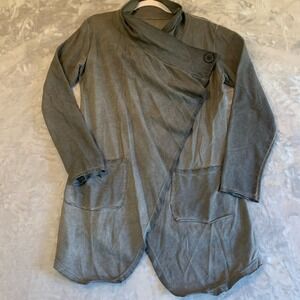 Blu‎ Royal Ombre Wrap Cardigan Made in Italy Asymmetrical Button Pockets (0303)